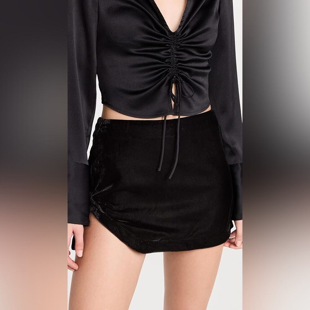 NWT Free People velvet Black Mini Skirt 8
